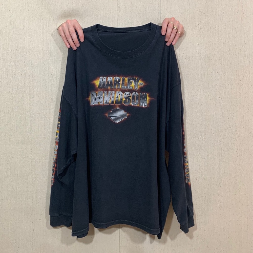 VINTAGE HARLEY DAVIDSON FLAMING METAL TEE